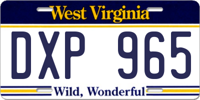 WV license plate DXP965