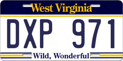 WV license plate DXP971