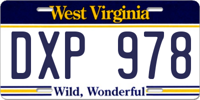 WV license plate DXP978