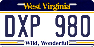 WV license plate DXP980