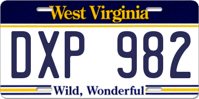 WV license plate DXP982