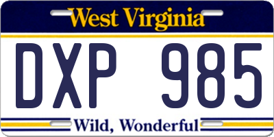 WV license plate DXP985
