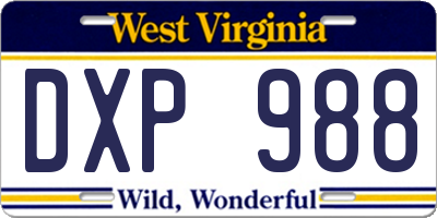 WV license plate DXP988