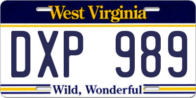 WV license plate DXP989