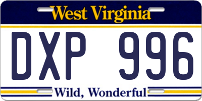 WV license plate DXP996