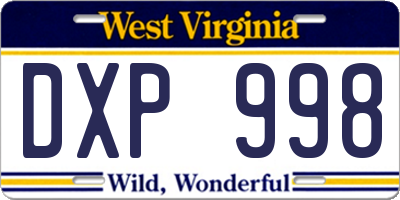 WV license plate DXP998