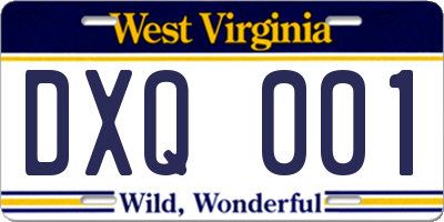 WV license plate DXQ001