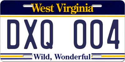 WV license plate DXQ004