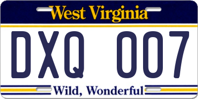 WV license plate DXQ007