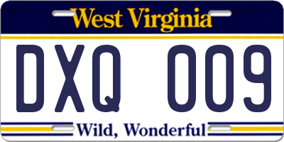 WV license plate DXQ009