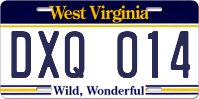 WV license plate DXQ014