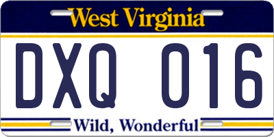 WV license plate DXQ016