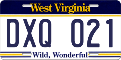 WV license plate DXQ021