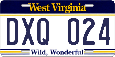 WV license plate DXQ024
