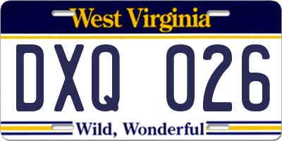WV license plate DXQ026