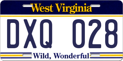 WV license plate DXQ028