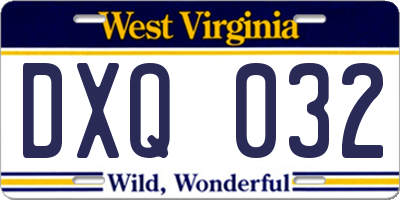 WV license plate DXQ032