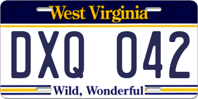 WV license plate DXQ042