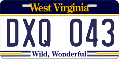 WV license plate DXQ043