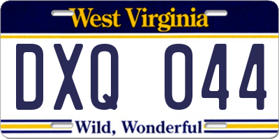 WV license plate DXQ044