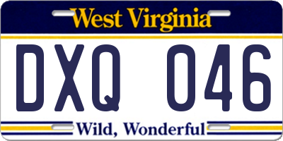 WV license plate DXQ046