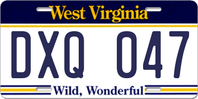 WV license plate DXQ047