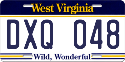 WV license plate DXQ048