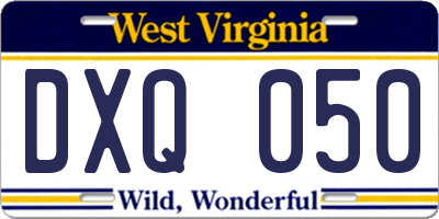 WV license plate DXQ050