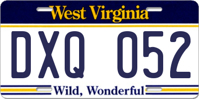 WV license plate DXQ052