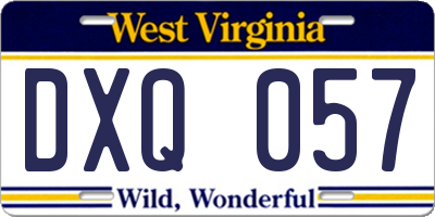 WV license plate DXQ057