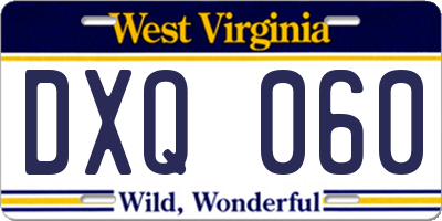 WV license plate DXQ060