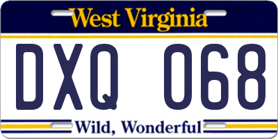 WV license plate DXQ068