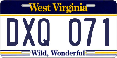 WV license plate DXQ071