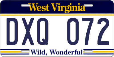 WV license plate DXQ072