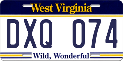 WV license plate DXQ074