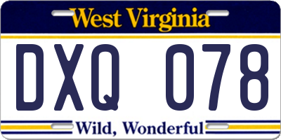 WV license plate DXQ078