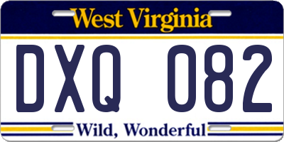 WV license plate DXQ082