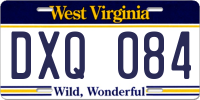 WV license plate DXQ084