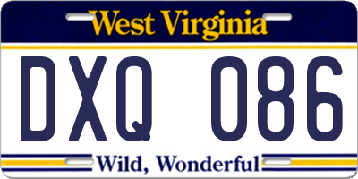 WV license plate DXQ086