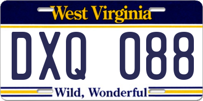 WV license plate DXQ088