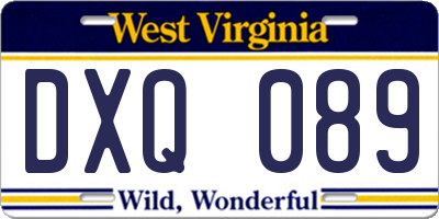 WV license plate DXQ089
