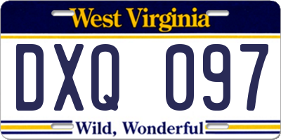 WV license plate DXQ097