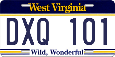 WV license plate DXQ101