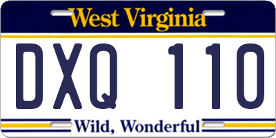 WV license plate DXQ110