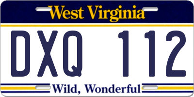 WV license plate DXQ112