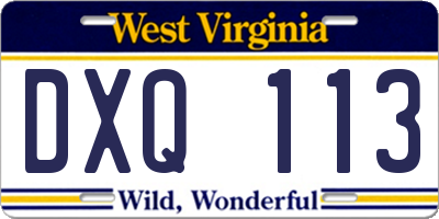 WV license plate DXQ113