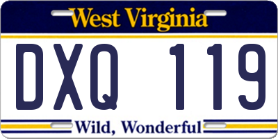 WV license plate DXQ119