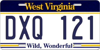 WV license plate DXQ121