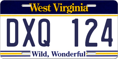 WV license plate DXQ124