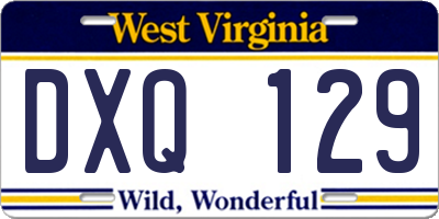 WV license plate DXQ129